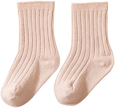Детски чорапи есен и зимска модерна цврста боја Едноставна вертикална шема удобно топло девојче чорапи
