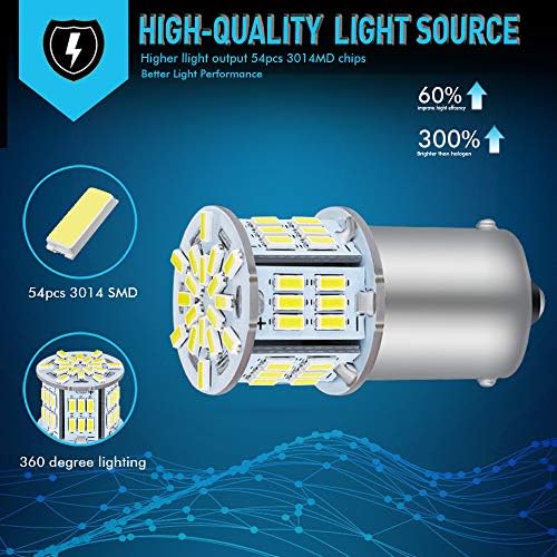 QOOPE 1156 LED сијалица Обратно светло бело супер светла 1141 1003 7506 12V-24V 3014 54-SMD LED замена за светло за сопирачка за автомобили,