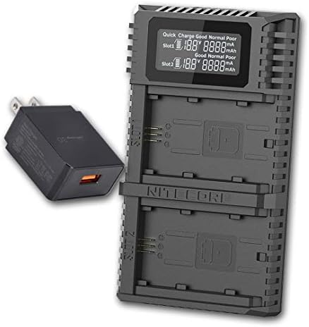 Nitecore USN4 Pro Digital QuickCharge 2.0 USB полнач за батерии компатибилен со батериите на Sony NP-FZ100 и адаптерот за полнење QC3.0 Lumentac