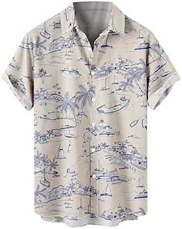 Кошули за мажи на плажа со џеб, мажи лето лабава вклопени врвови кратки ракави хавајски кошула Брзо суво копче надолу