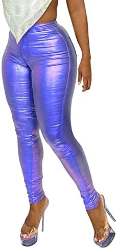 Panенски панталони со висока половината се вклопуваат во панталони светла патент во боја тесен лифт на колкот секси обични панталони топли јога панталони за жени