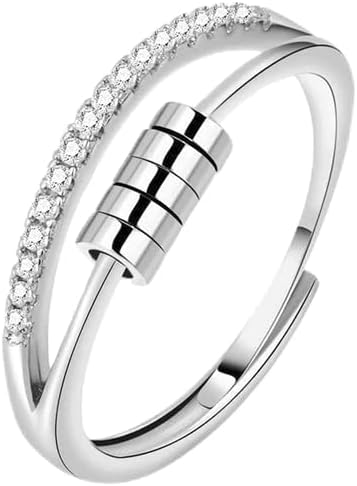 Прстени за анксиозност кај жени девојки fidget rings rings со кубни циркони прилагодлив стрес Спинер анксиозност прстени кубни цирконија вртења