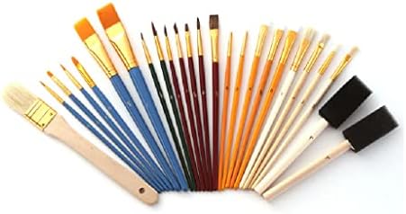 BHVXW 25 парчиња / Поставете најлон глава коса боја четка масло акрилна вода боја сликарство за сликање четка за четка за пенкало за канцелариски