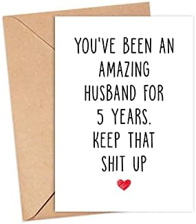 5 години годишнина картичка за сопруг - картичка за 5 -годишнина за него - 5 години оженет картичка Смешно 5 години заедно со картички за мажи