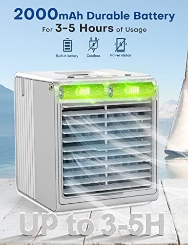 7 мини преносен климатик, 3-во-1 мал ладилник за испарување на воздухот, напојување со батерија од 2000mAh и USB личен ладилник