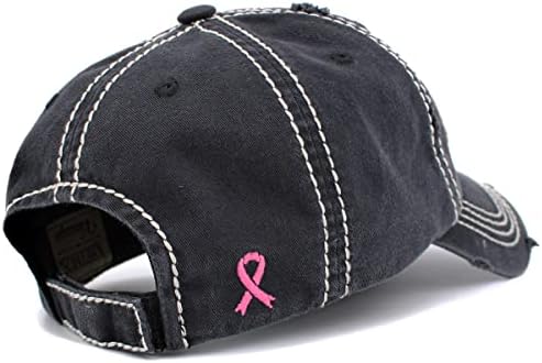 Пинк лента за рак на дојка се бори надеж гроздобер бејзбол капа капа жени памук прилагодлив