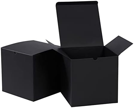 Кутии За Подароци НИГЊА Крафт со Капак 5х5х5 инчи 20 Пакувајте Кутии За Подароци Од Црна Картонска Хартија Големи Кутии За Подароци,