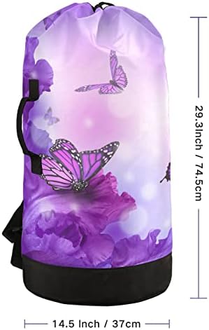 Торба За перење, Пеперутка Виолетова Голем Ранец За Перење Валкана Облека Организатор Со Прилагодливи Ремени За Рамо За Студентски Дом,