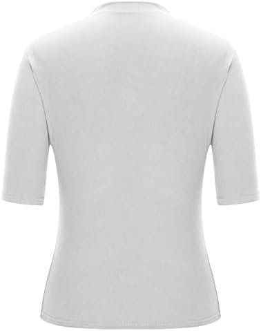 Исмејувачки летни врвови на вратот за жени тенок вклопена половина ракав Туника кошули Елегантна цврста работа блуза мода 2023 фустан блуза