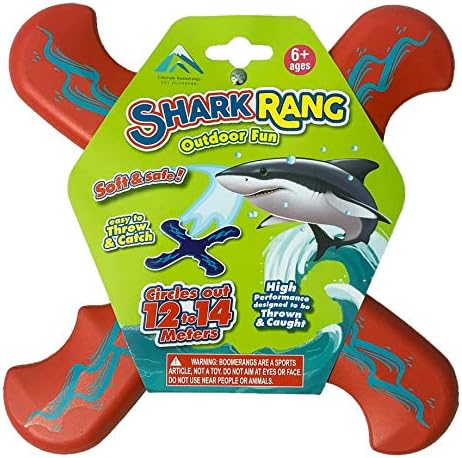 Ајкула angвонеше црвен бумеранг - одличен почетник бумеранг за деца или возрасни. Мека и безбедна.