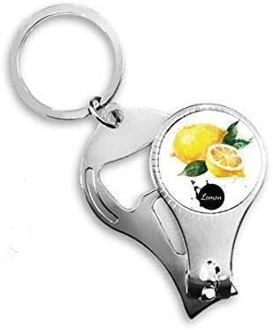 Лимон овошје вкусно здрав акварел нокти прстен прстен клуч за шише шише со шише клипер