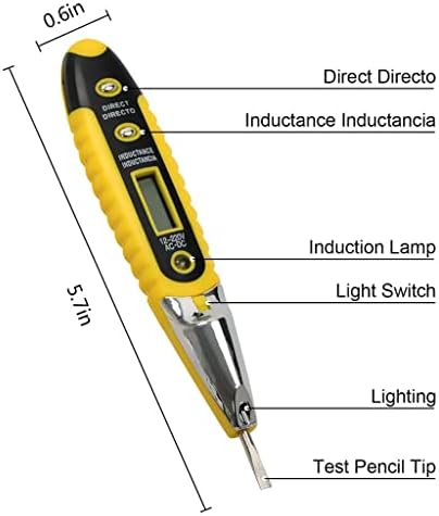 WDBBY 12-250V LCD дигитален волтметар мулти-функционален напон Тест за напон на молив, електричен во волт-мерач на тестер, детектор за тестер