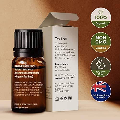 Масло од чајно дрво за масло од кожа и органски рузмарин за сет за раст на косата - чисто терапевтско одделение за есенцијални