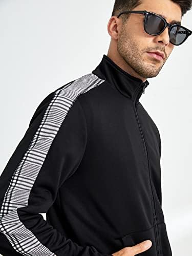 Fdsufdy Облека со две парчиња за мажи за контраст на мажите, панел за џемпери и џемпери и џемпери