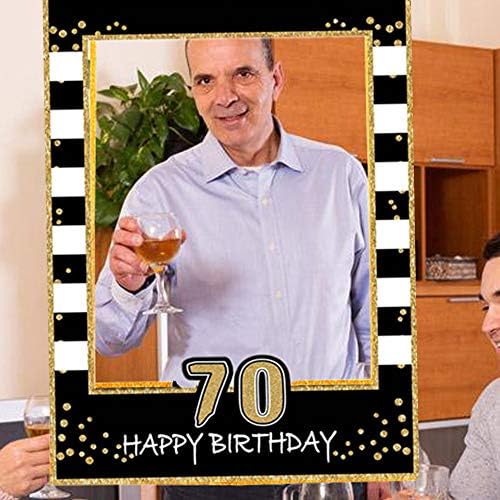Лавоенско црно злато 70 -ти роденденска забава Фото штанд реквизити 70 -ти роденденски фото рамка 70 роденденска фото рамка