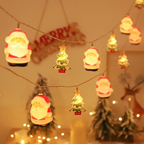 Edearkar 19,68ft Божиќ Дедо Мраз и светла на жици на дрвјата, 2 режими 40 LED светла Топло бело Божиќно светло светло светло светло