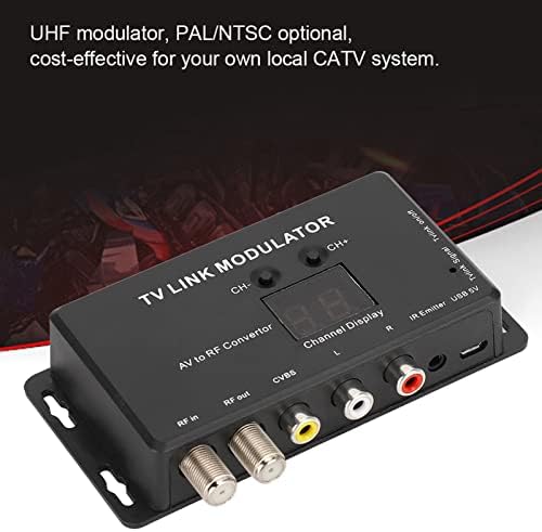 TM70 UHF ТВ-линк модулатор AV до RF конвертор IR Extender со приказ на канали, компатибилен со поставената кутија и други извори A/V, модулатор IR модулатор IR Extender AV до RF конверто?