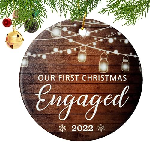 Подароци за ангажмани за парови ново ангажирани уникатни 2022 година, нашите први Божиќни ангажирани украси 2022 со кутија за подароци,