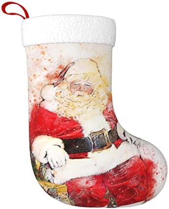 Еофу Божиќно порибување класичен големи чорапи Санта Божиќ 18in Божиќно порибување за семејни празници Божиќна забава