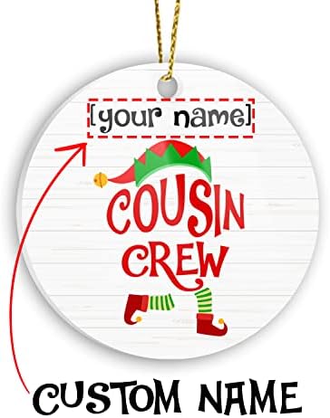 Генерички персонализиран Божиќен украс, прилагодено име на екипа на братучеди, едноставна изрека, подарок за момче девојче брат сестра деца на