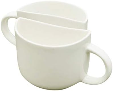 Exctusivelane половина керамички чаши чај | Бела, 130мл | Сет од 2 | Рачно изработени чајни чај чај чаши за чај за забава | Чадови за кафе