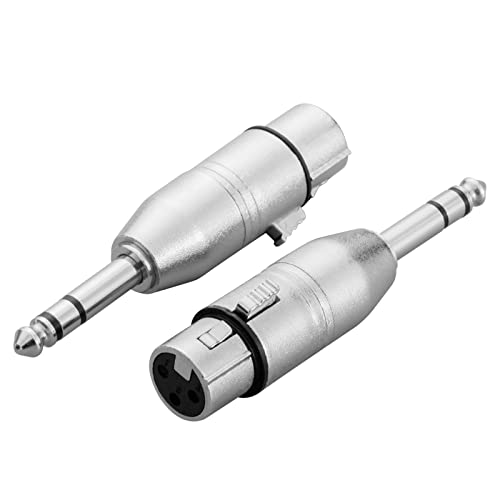 XLR Femaleенски до 1/4 инчен TRS адаптер - Femaleенски XLR до 1/4 инчен стерео машки балансиран аудио конектор Skapaden -2 пакет