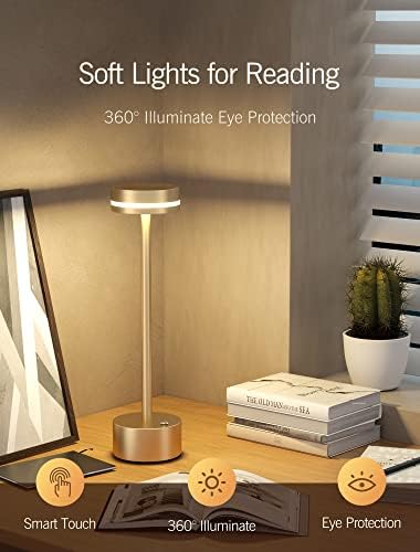 Безжична предводена ламба за табели, 3-нивоата осветленост на осветлување на лежиштето, ламба за контрола на допир, до 48 часа употреба, преносна метална маса за табе