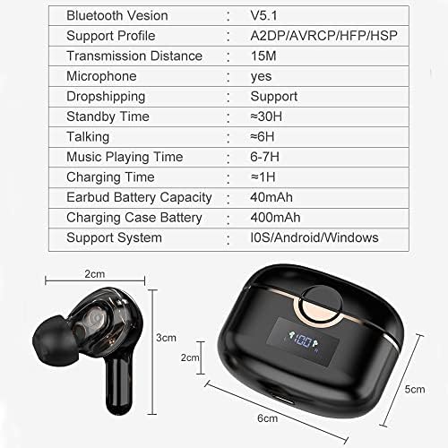 Axx Bluetooth Слушалки Вистински Безжични Слушалки За Допир Контрола На Допир Водоотпорни Слушалки Во Уво Со Микрофон ЗА Тв Паметен Телефон Компјутер Лаптоп Спорт