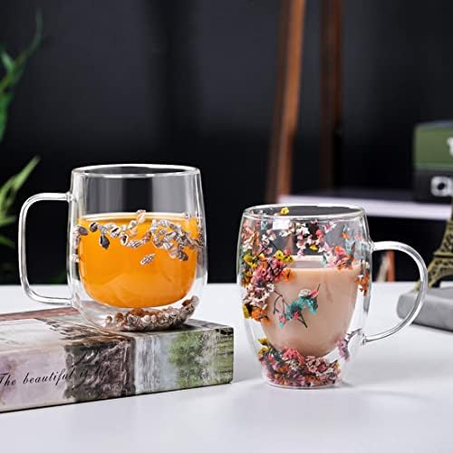 Нбхузехуа Стаклени Чаши За Кафе Со Двоен Ѕид Изолирани Проѕирни Чаши За Еспресо За Чај Од Капучино Лате Чаши За Топли Пијалоци