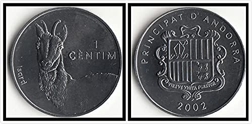 Комеморативна монета за колекција на монети andorra 1 Синиски монети 2002 издание km177