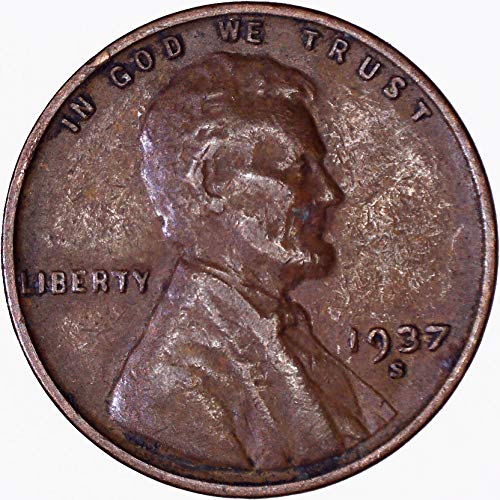 1937 S Линколн пченица цент 1C многу фино