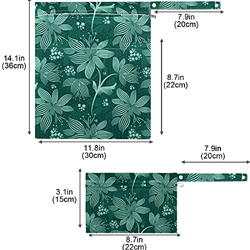 висесани Цвет со Лента 2 парчиња Влажна Торба Со Џебови Со Патент Што Може Да Се Перат Еднократно Пространа Торба За Пелени За Патување,Плажа,Дневен Престој,Количка