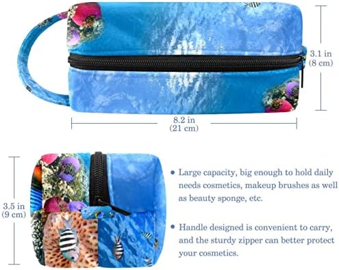 Тоалетна Торба, Козметичка Торба За Шминка За Патувања За Жени Мажи, Морски Животни Тропски Риби Корали