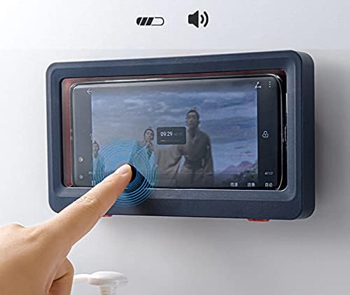 Држач за туширање телефонски водоотпорен анти-маст на допир екранот на допир, држач за монтирање на телефони за бања од бања огледало када