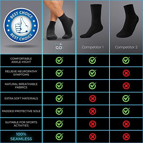 Чорапи за невропатија за жени [ лесни] ултра-меки дијабетични чорапи со необврзувачки врв, 6 пара во црна боја, 6 пара во бела боја, големина
