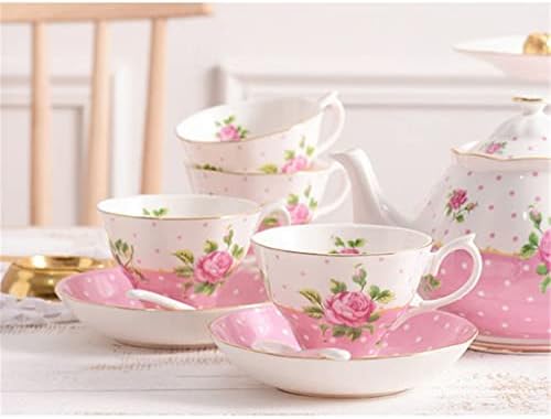 Орев розова роза шема Гроздобер керамички кафе чаша чајник чајник сет кула попладневен чај прибор