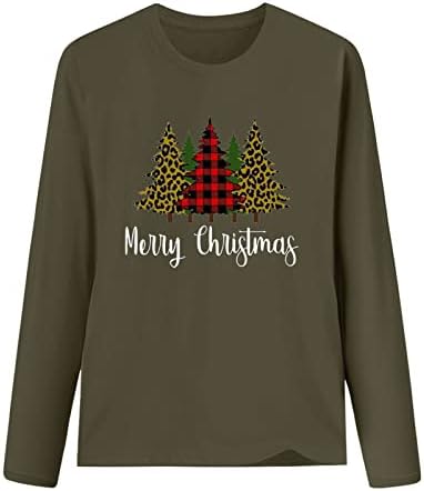 MRGIINRI 2022 Среќни Божиќни Дуксери За Жени Облечени Секојдневни Пуловери Со Пуловер Со Долги Ракави Новина Божиќно Печатење Лабави