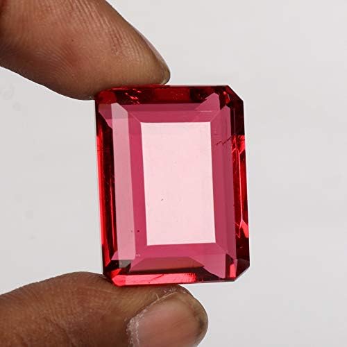 Реални геми 101,15 КТ розова турмалин во форма на смарагд во форма на лековити камења од кристал