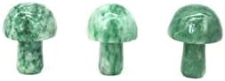 Suweile JJST 3PCS Природно зелена жад Емералд Камена печурка во облик на кристално лекување Подари природни камења и минерали 0304