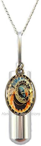 HandcraftDecorations Астрономски часовник Урн, ѓердан за кремирање на часовници, ѓердан од прага кремирање, прага, гејкер часовник, шарм на часовникот, накит со часовници, ѓе?