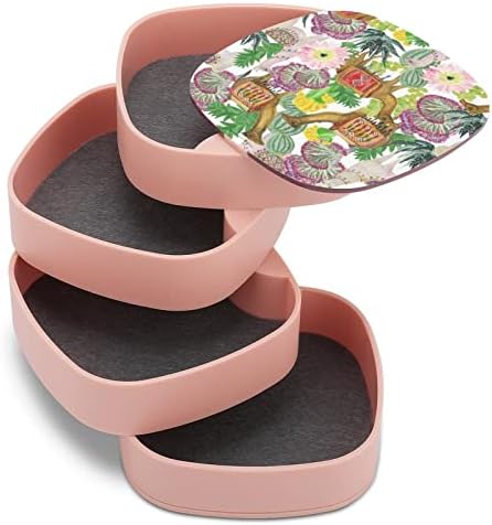 Нахан кутија за накит Animalивотни алпака и кактус преносен патувачки накит кутија ABS накит кутија розова за ѓердани прстени обетки