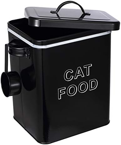 Контејнер за Складирање Храна за мачки Контејнери За Складирање Храна За Домашни Миленици Со Капак И Лажичка, Совршен Гроздобер Канистер
