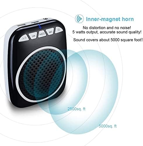 MXJCC Преносен преносен мини засилувач на гласови со жични слушалки за микрофон и лента за половината, поддржува аудио формат MP3 за наставници,