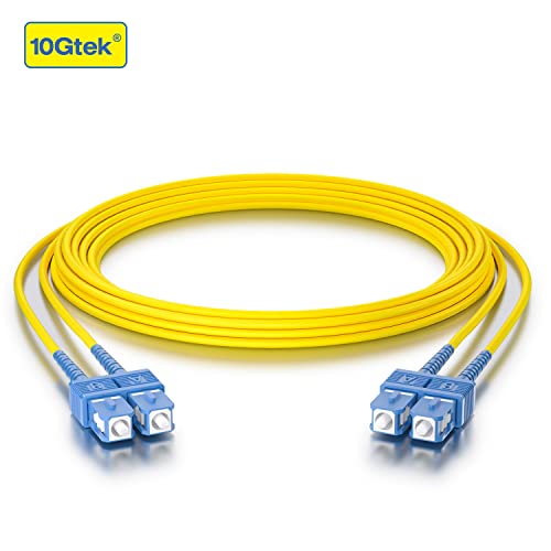Кабел за лепенка со влакна - SC до SC OS2 10 GB/Gigabit SingleMode Jumper Duplex 9/125 LSZH влакна Оптички кабел за SMF SFP транссевер, жолта, 1 -метар