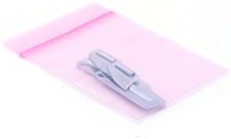 HRX пластика розова анти -статичка заптивка Топ торба - 3 x 5 - случај од 1000