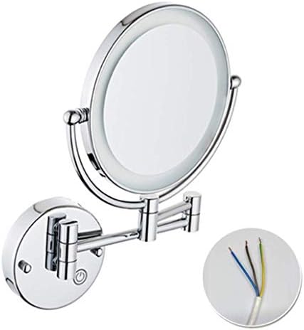 Rhynil LED осветлено огледало за шминка со LED осветлена, лупа, две вртливи површини, 360deg; Ротирачки, за бања