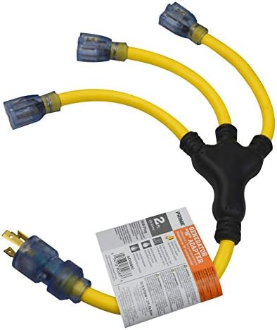 Prime GC130802, Yellowолта, линиски адаптер за складирање, 30 A, 3 12/3 AWG, 2 ft l