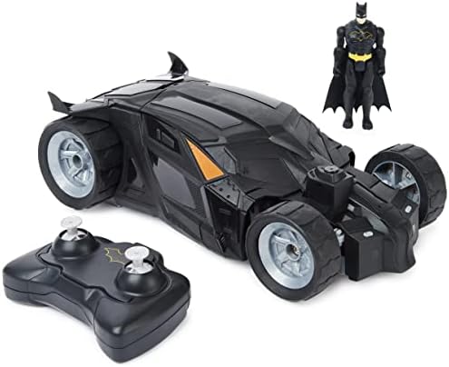 DC Стрипови, Бетмен Бетмобил Далечински Управувач Автомобил, Лесен За Возење со 4-инчен Бетмен Фигура, Деца Играчки За Момчиња и