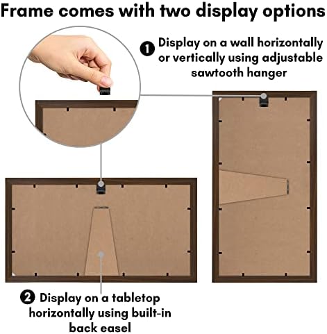 AmericanFlat 8x16 Collage Picture Frame во орев - прикажете три фотографии од 4x6 инчи на вашиот wallид, совршени како рамка за семејна