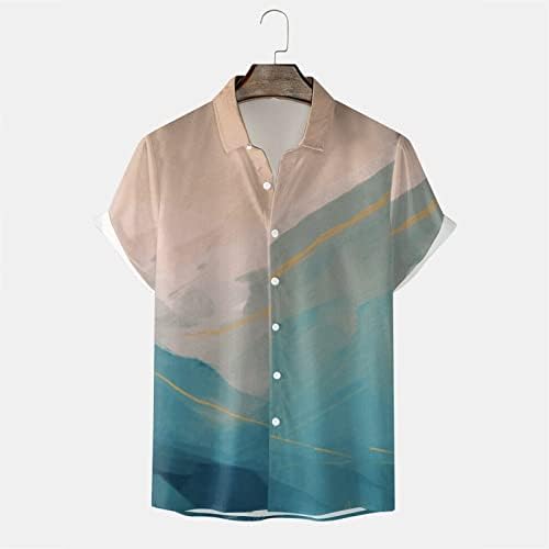 XXBR MENS 3D дигитално печатење џеб џеб -лапт лапел кошула со кратки ракави y кошула